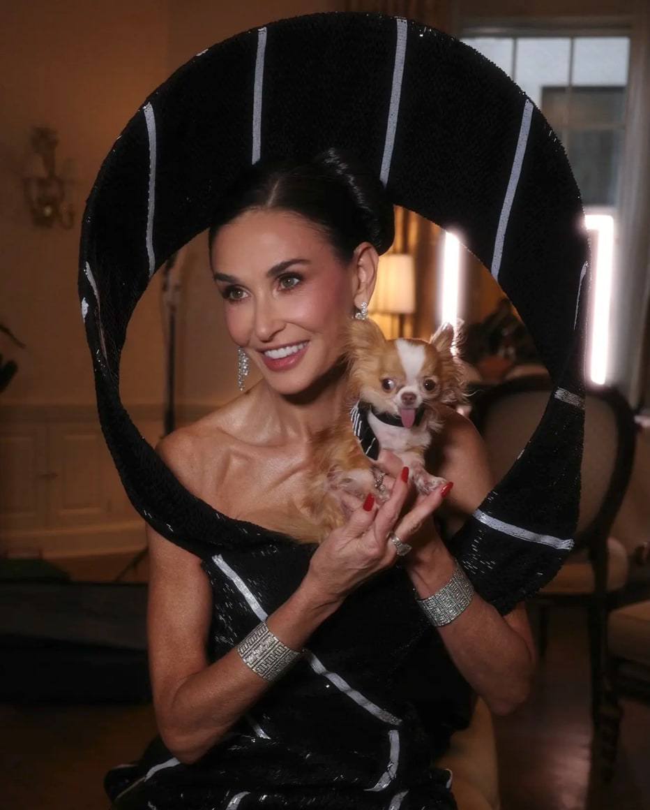 Pilaf wore a mini version of Demi Moore's Met Gala look