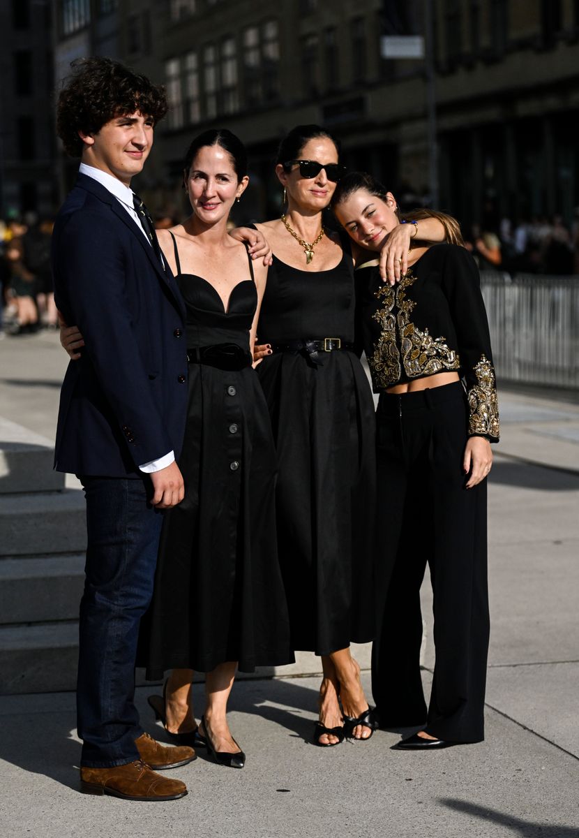Carolina Adriana Herrera, Patricia Herrera Lansing and children are seen outside the Carolina Herrera show during NYFW S/S 2024