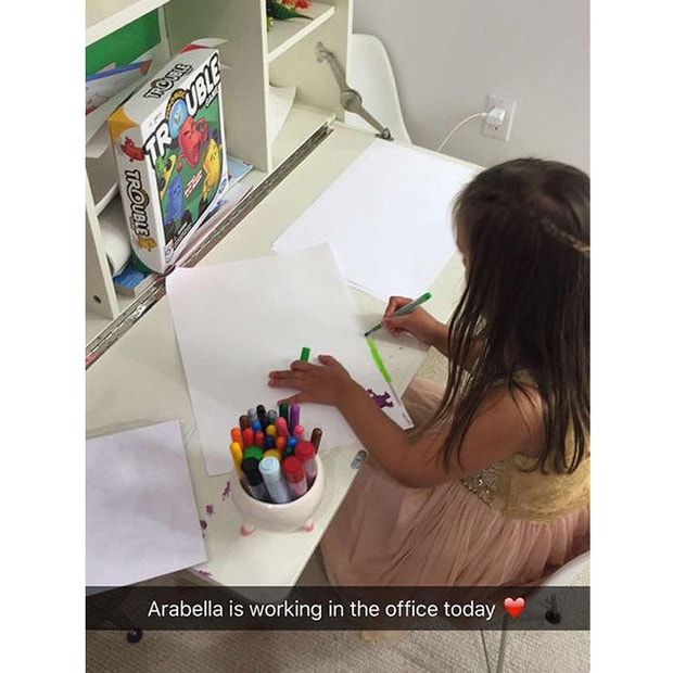 Ivanka's daughter colored a picture at the office.
<br>
Photo: Snapchat/Ivanka Trump