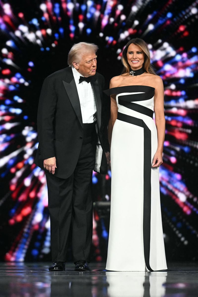 President Donald Trump and First Lady Melania Trump arrive for the Liberty inaugural ball 