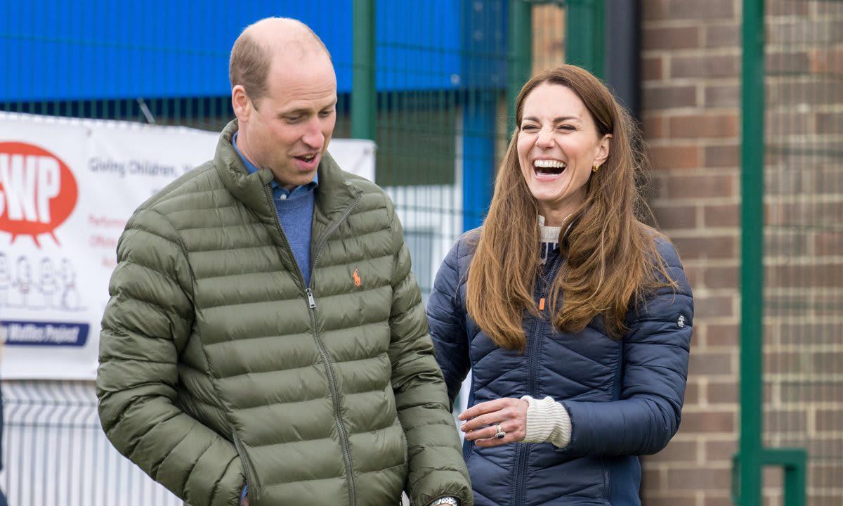 Kate was laughing two days ahead of her tenth wedding anniversary during a visit to the Cheesy Waffles Project with Prince William.