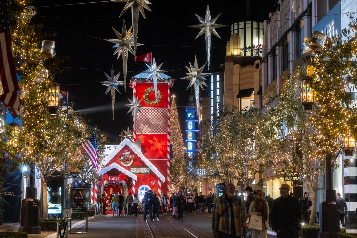 Christmas decorations at the Grove in Los Angeles