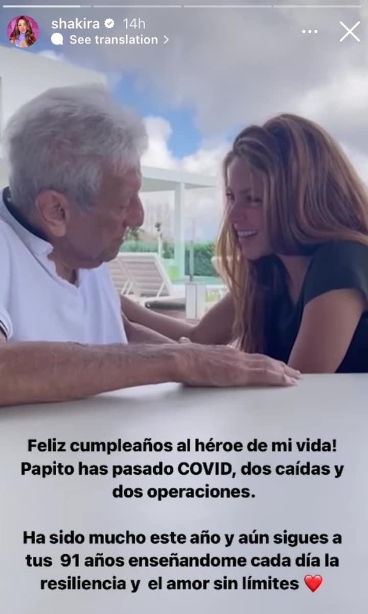 Shakira celebrates her dad’s 91st birthday with sweet words about ‘resilience’ and ‘love’
