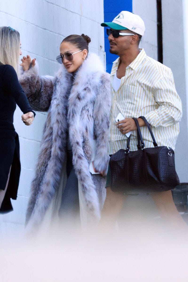 Jennifer Lopez was spotted heading to the studio for rehearsals for her upcoming Las Vegas shows, turning heads in a huge fur coat