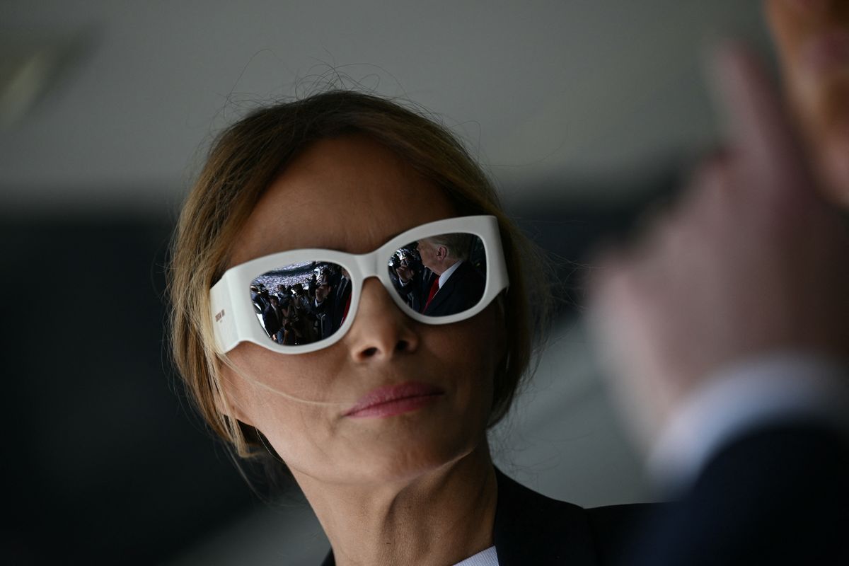   First Lady Melania Trump's sunglasses as they attend the 2025 FIFA Club World Cup final football match between England's Chelsea and France's Paris Saint-Germain at MetLife Stadium in East Rutherford, New Jersey, on July 13, 2025. 