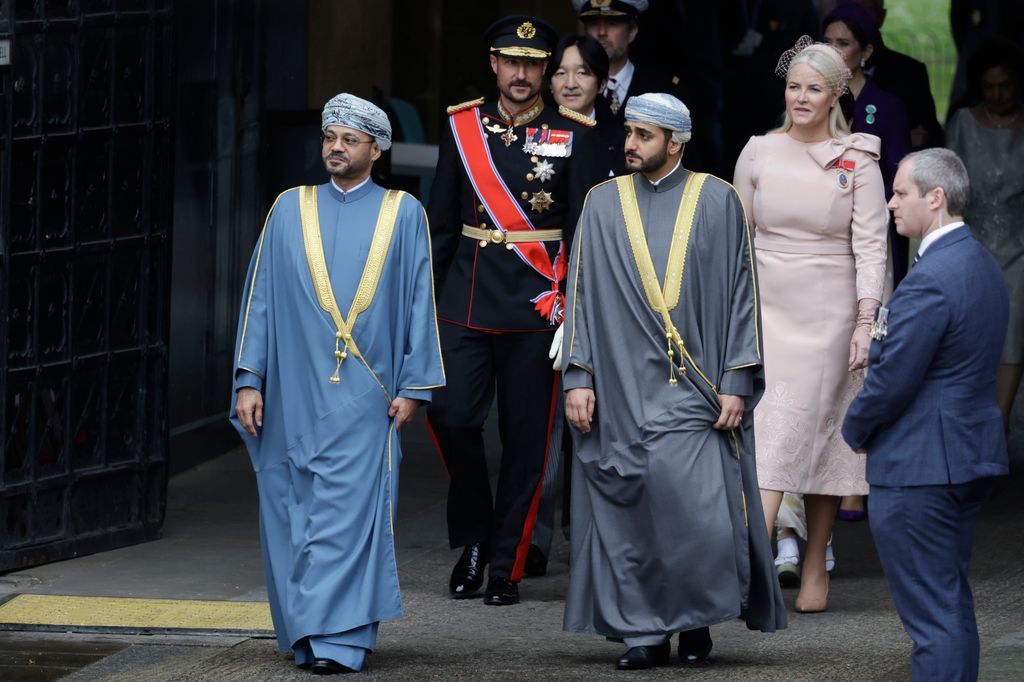 The Crown Prince of Oman at the Coronation of King Charles III, in a photo that also features the Crown Prince of Norway, Prince Haakon, and the Crown Prince of Japan, Prince Fumihito.