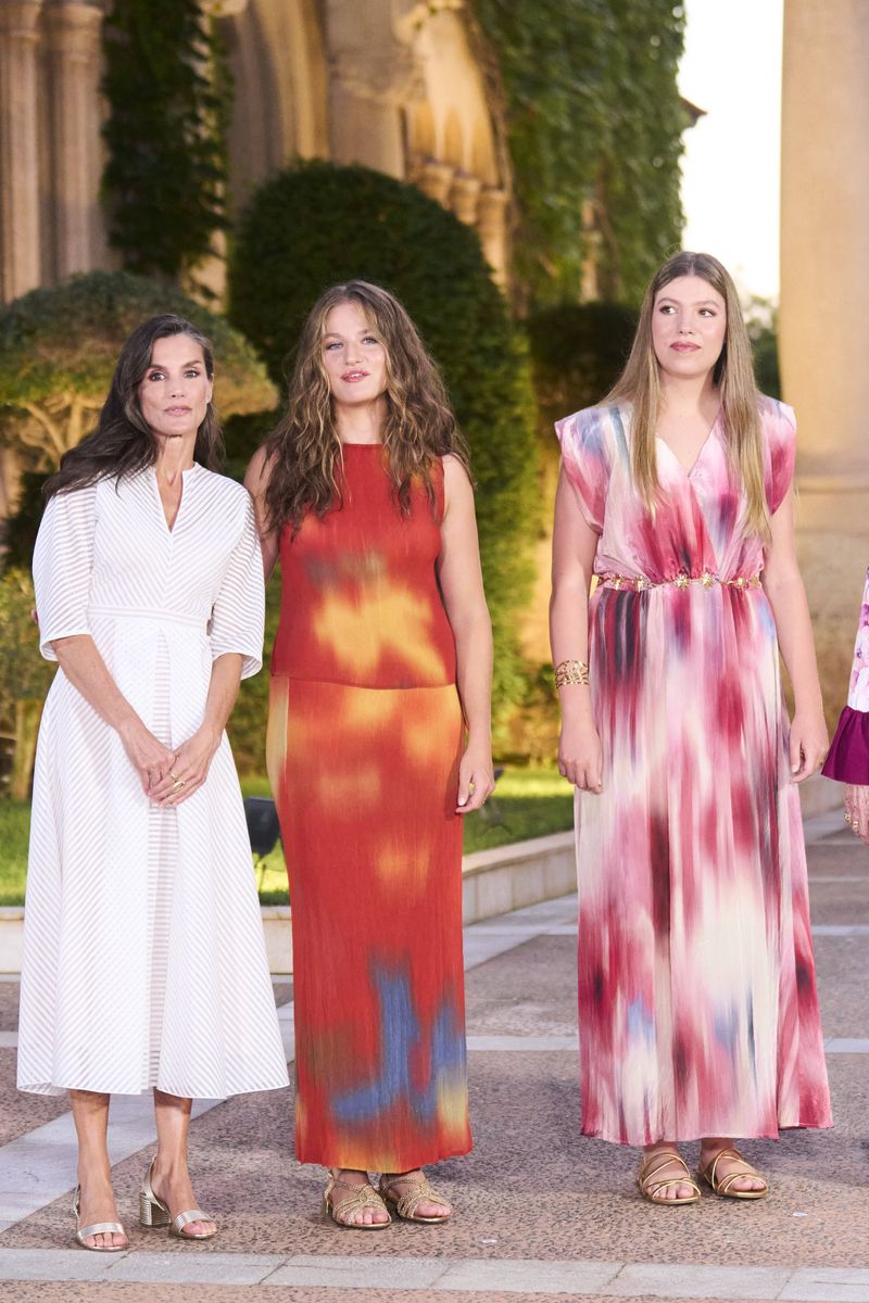 Queen Letizia joined her daughters, Princess Leonor and Infanta Sofía, for the Spanish royal family's traditional summer reception at Marivent Palace in Mallorca.