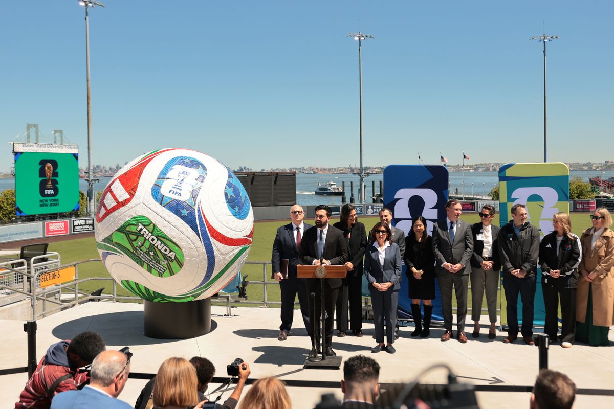 Mayor Mamdani was joined by Gov. Kathy Hochul as they announced NYC will be hosting five free World Cup viewing parties in various parts of NYC.