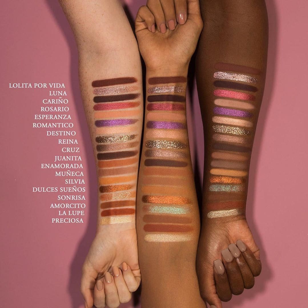 Swatches of Kat Von D Lolita Por Vida palette