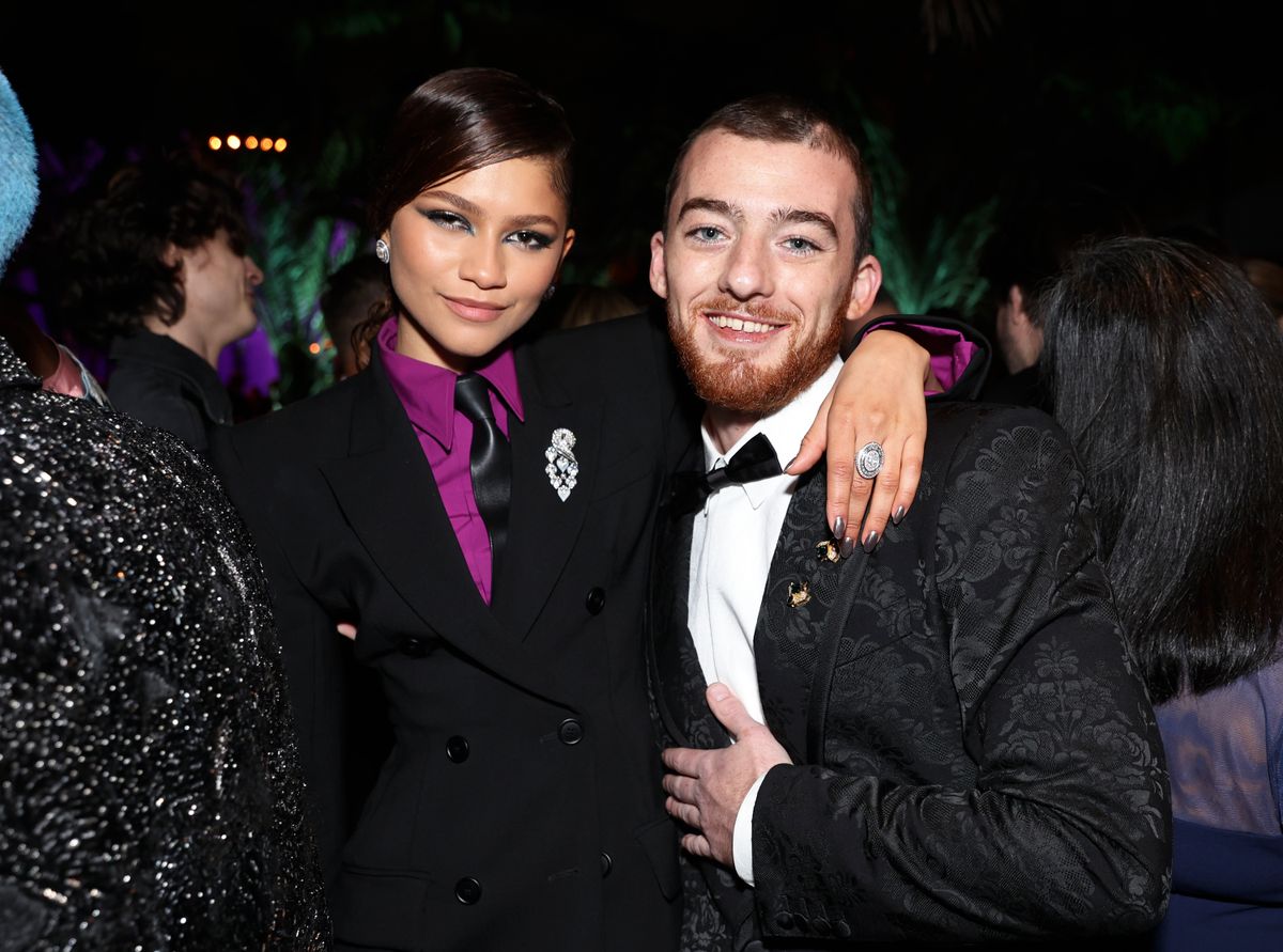 Zendaya and Angus Cloud attend the 2022 Vanity Fair Oscar Party 