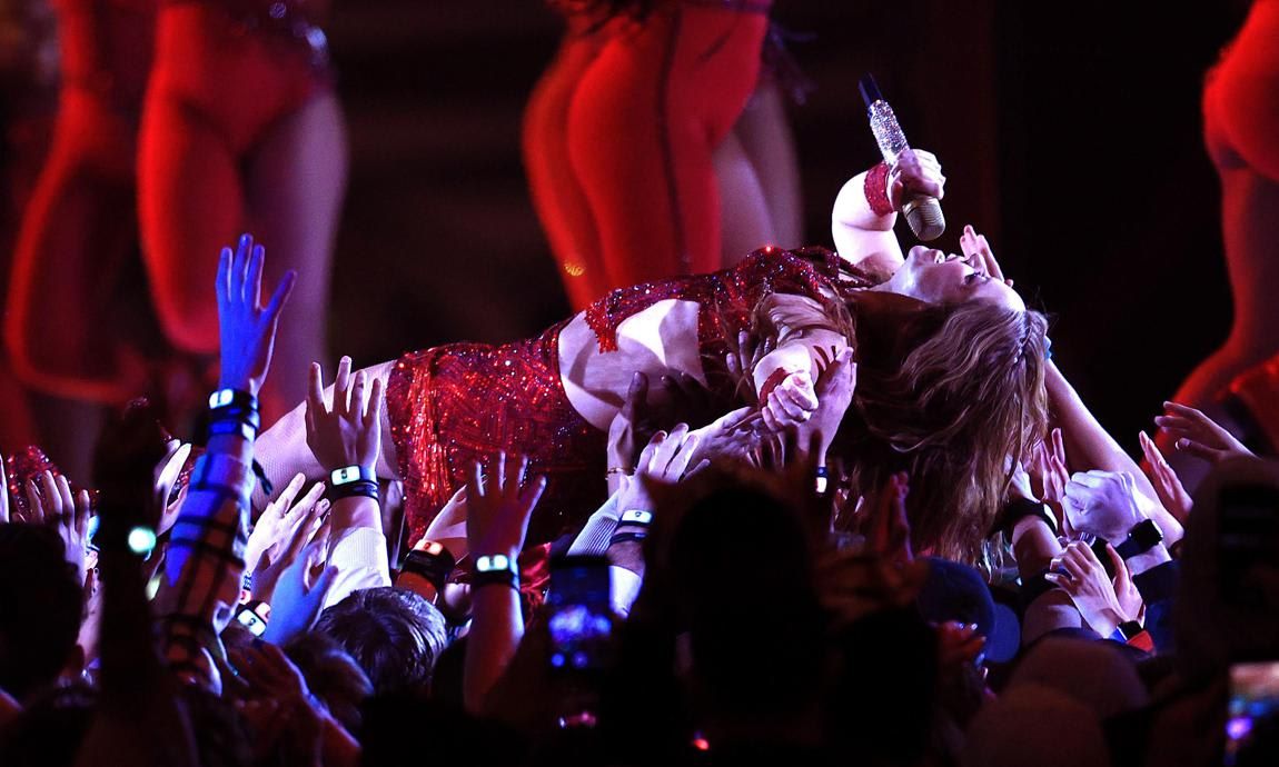 Shakira crowd surfing Super Bowl