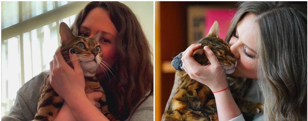 In addition to her baby girl, Joy Huerta showers her kitty with love