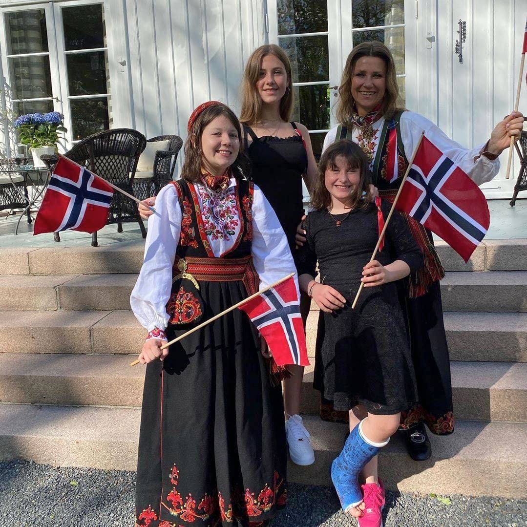 The mom of three shared a rare photo of her girls in honor of Norway's Constitution Day