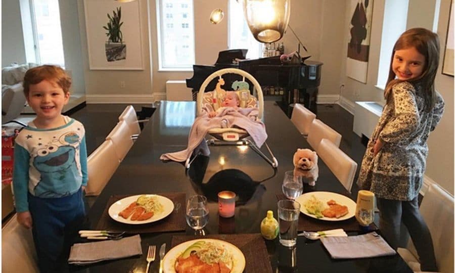 Table for four! #dinnerdates. That's how the proud mom captioned this great shot of her little ones all set for a meal at home. Little Theodore isn't just at the head of the table he's actually on it!
<br>
<br>
Photo: Instagram/ivankatrump
