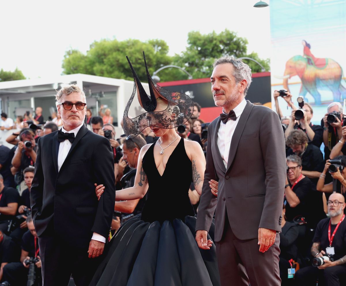 Joaquin Phoenix, Lady Gaga and director Todd Phillips attend the "Joker: Folie Ã  Deux" red carpet during the 81st Venice International Film Festival 