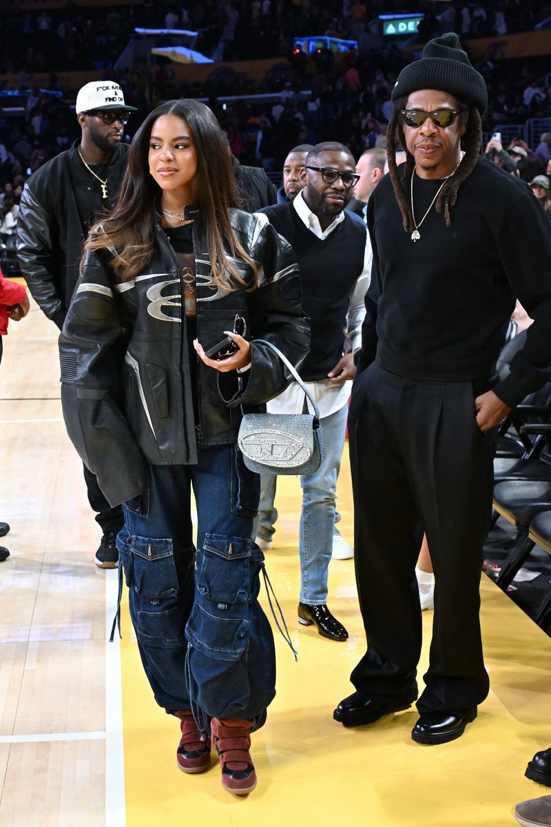 She rocked an oversized Balenciaga jacket, slouchy cargo denim.