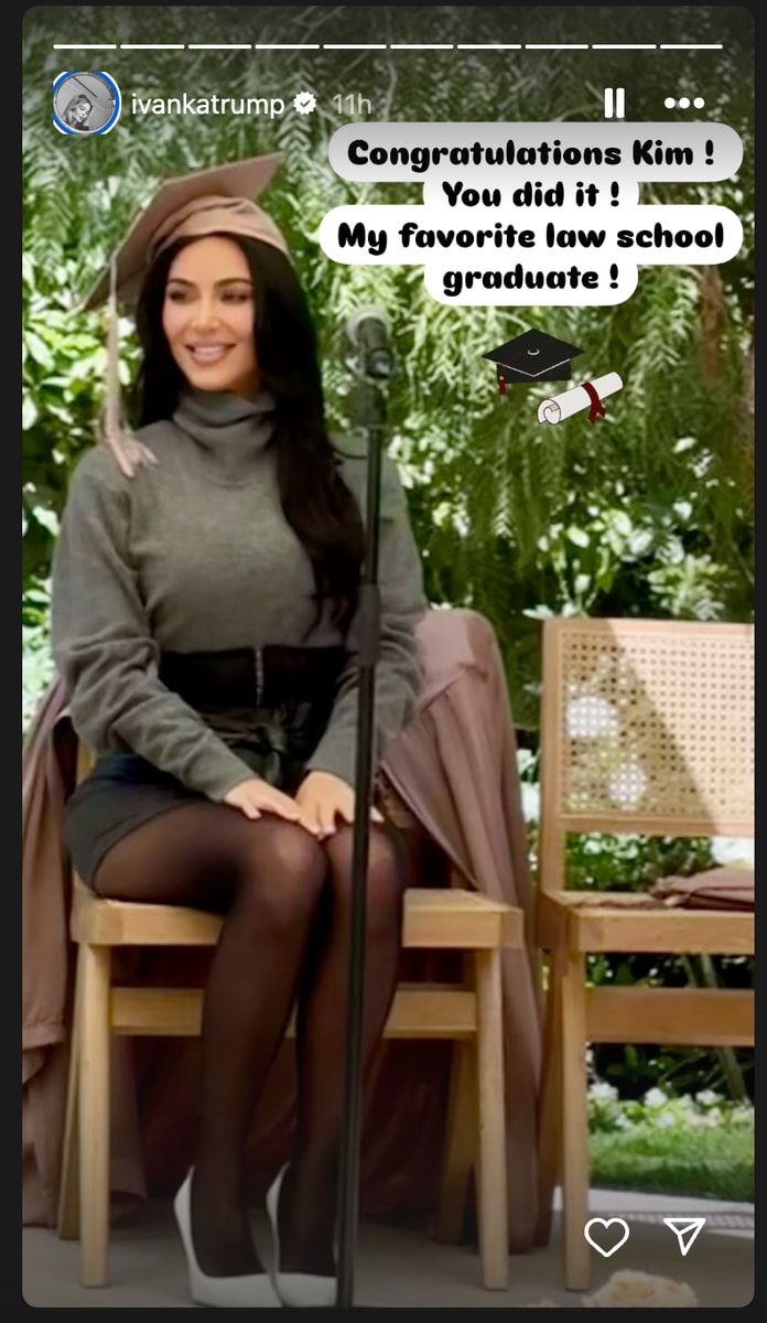 Ivanka posted a snap of Kim at her backyard graduation ceremony