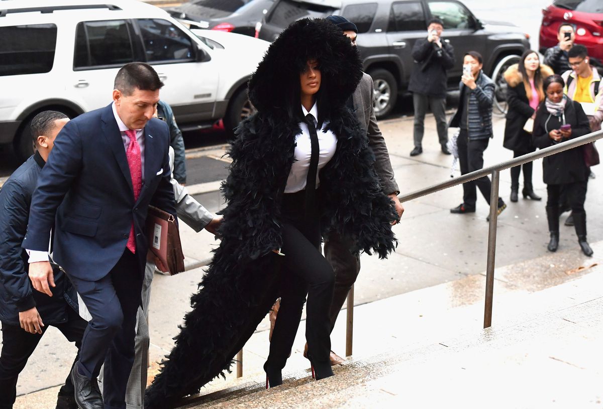 Cardi B arrives for her court hearing at Queens Criminal Court on December 10, 2019, in New York City