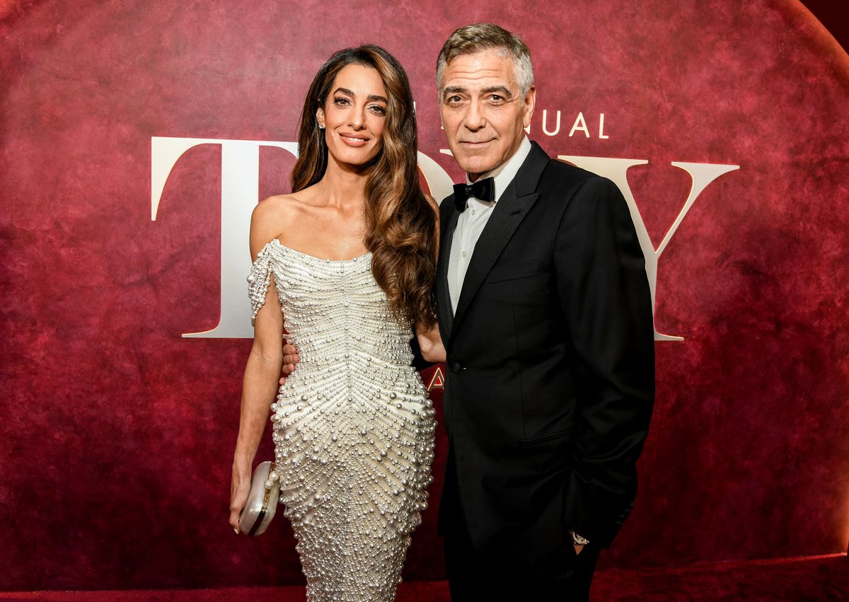 Amal Clooney wows in velvet minidress and sky-high heels as she celebrates 11 years with George Clooney
