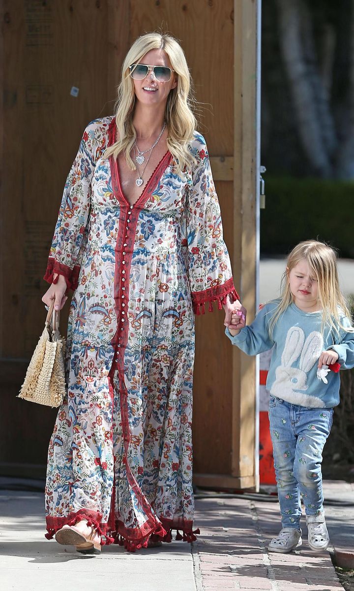 Nicky Hilton Wraps Her Blossoming Baby Bump In A Floral Dress While Out With Her Daughter In LA