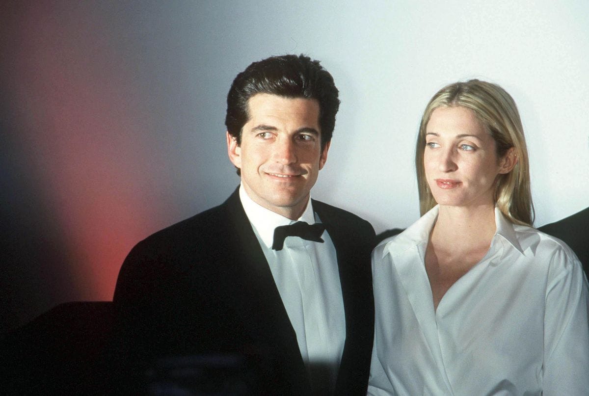 John F. Kennedy Jr. and his wife Carolyn Bessette Kennedy attend the "Brite Nite Whitney" Fundraising Gala March 9, 1999 