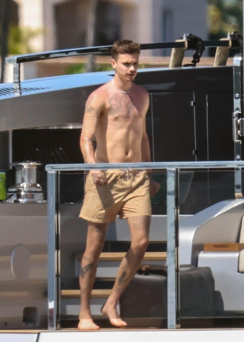 Romeo was spotted sunbathing and riding a jet ski