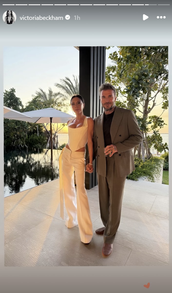 Victoria and David Beckham celebrating her birthday