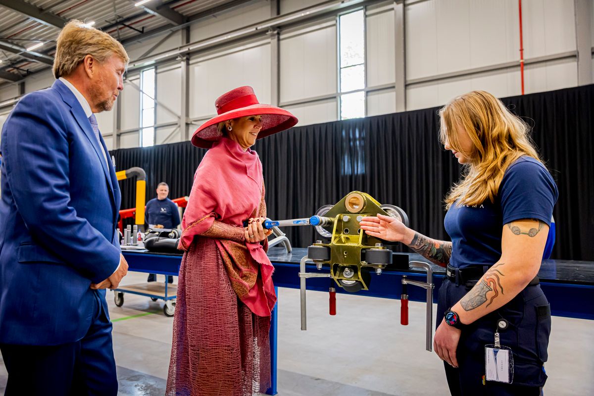 King Willem-Alexander of the Netherlands and Queen Maxima of The Netherlands visit rollercoaster builder Vekoma during their visit to Limburg.