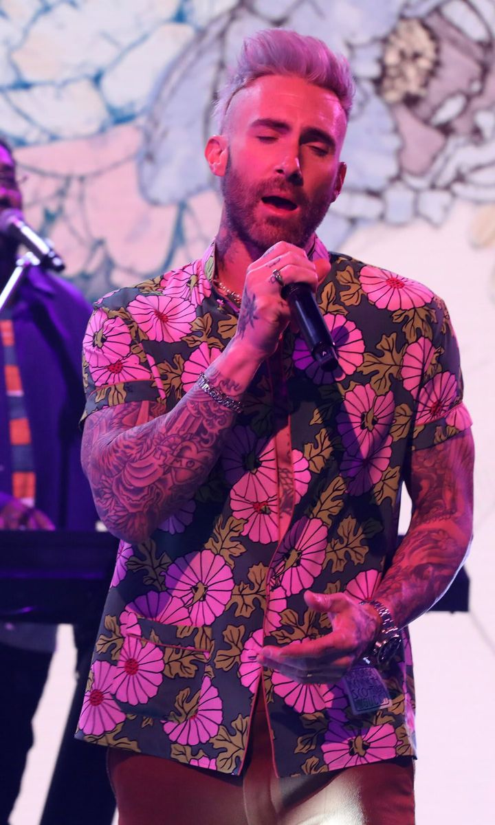 Adam Levine and Maroon 5 performing