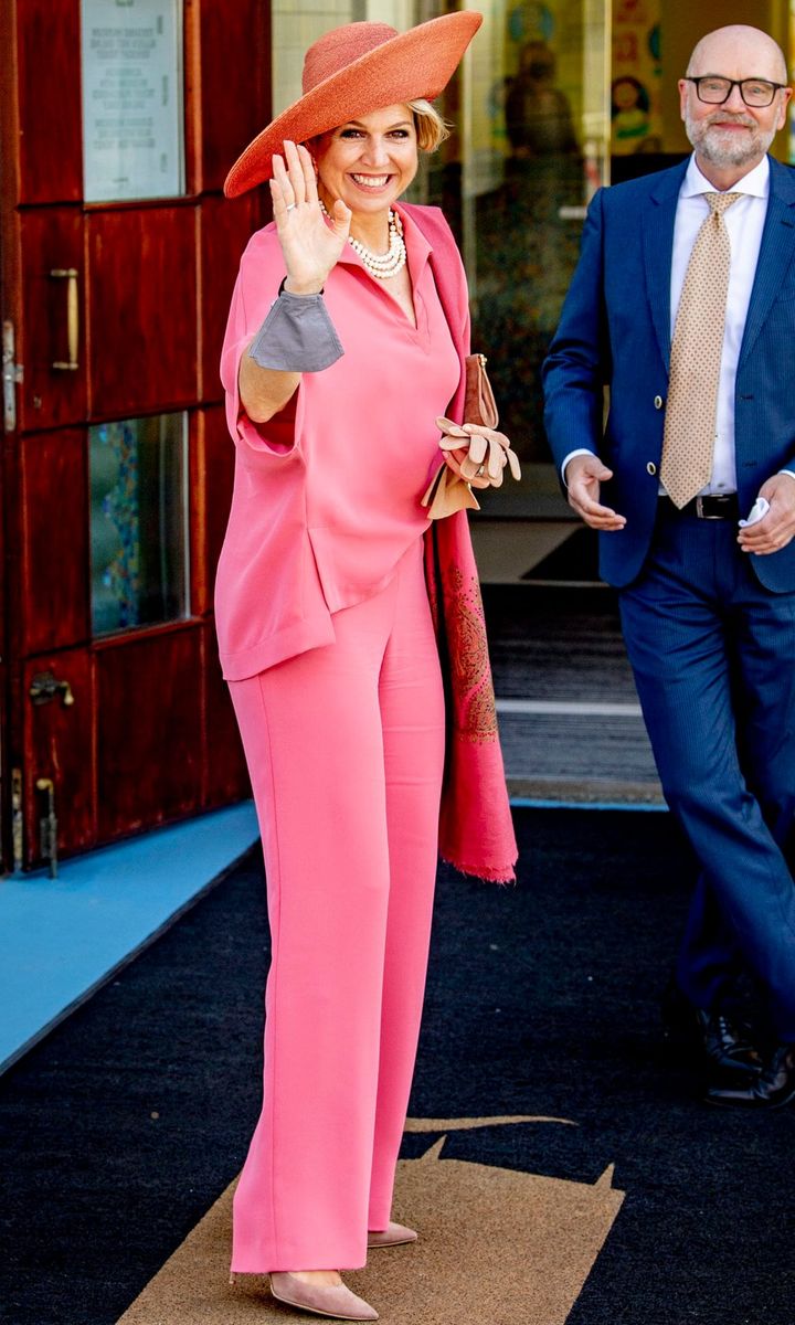 Queen Maxima looked pretty in pink for her visit to the art museum on June 1