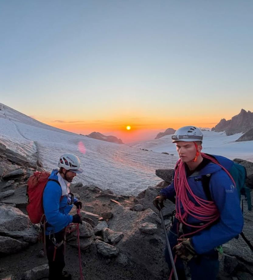 The Belgian royal was pictured in full mountaineering gear as he explored the dramatic Alpine landscape.
