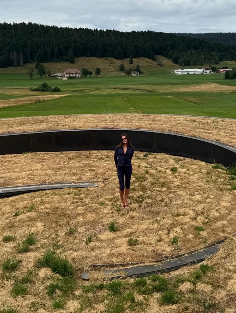 Hailey posted a serene photo set from a countryside visit to luxury watch brand Audemars Piguet.