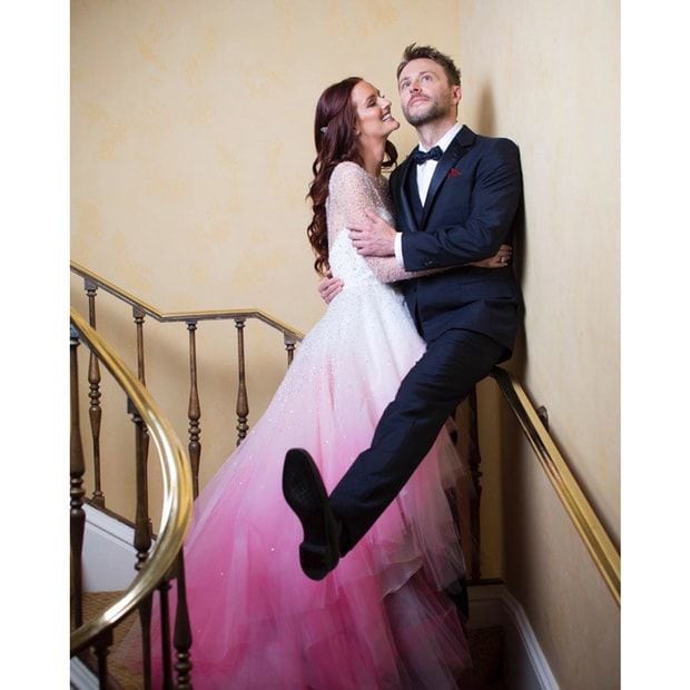 The bride wore a pink ombre dress for her big day.
<br>
Photo: Instagram/@hardwick