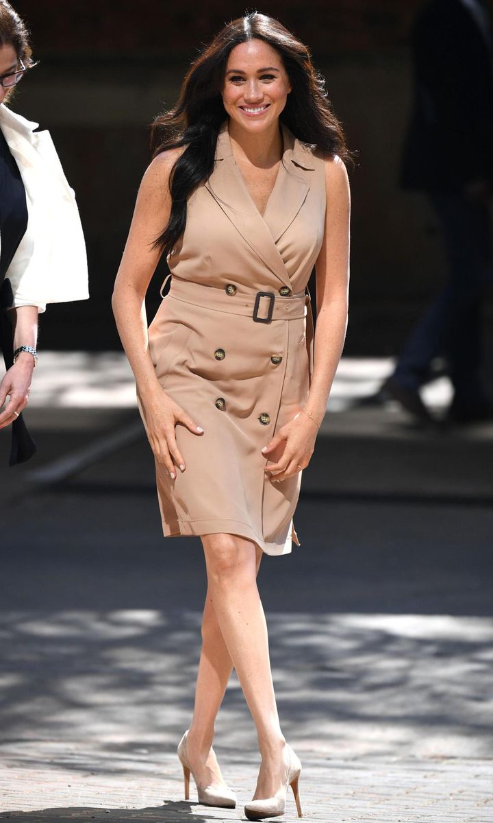 Meghan Markle wears a double breasted trench dress