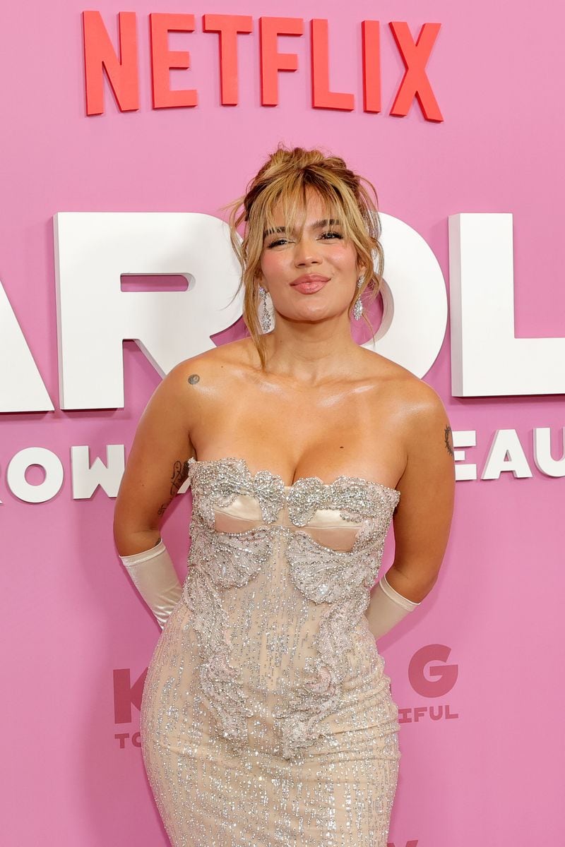 Karol G attends the New York screening of Netflix's "Karol G: Tomorrow Was Beautiful" at Whitby Hotel on May 06, 2025 in New York City