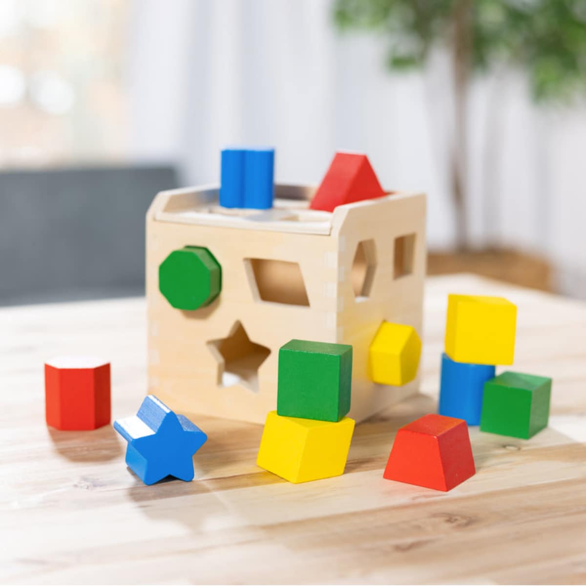 Shape-Sorting Fun with a Wooden Shape Sorter Cube