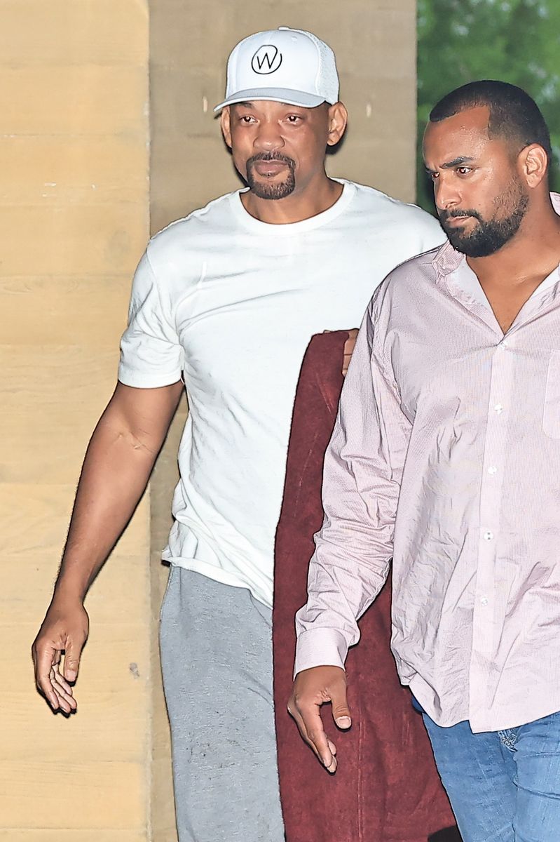 The Fresh Prince star went for a white and grey comfortable look