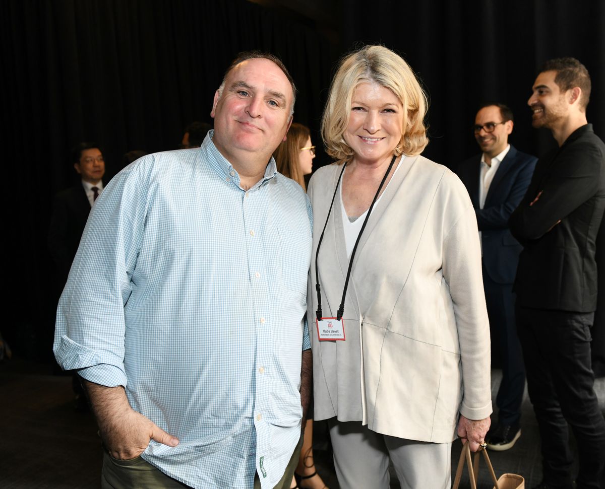 Jose Andres and Martha Stewart attend the TIME 100 Summit 2019 on April 23, 2019 in New York City. (Photo by Craig Barritt/Getty Images for TIME)