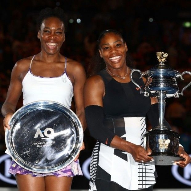 Serena Williams posed with the Daphne Akhurst Trophy alongside her sister Venus on day 13 of the 2017 Australian Open at Melbourne Park in Melbourne, Australia. Serena regained her title after losing last year.
Photo: Clive Brunskill/Getty Images