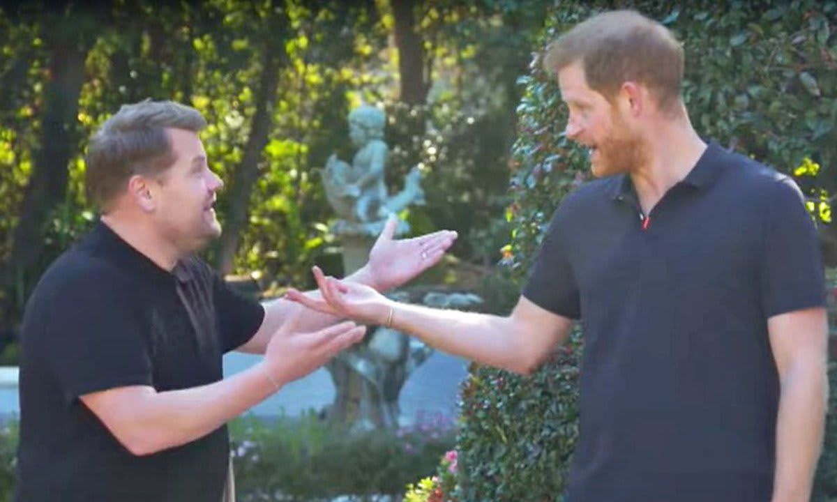 James Corden and Prince Harry on The Late Late Show with James Corden.