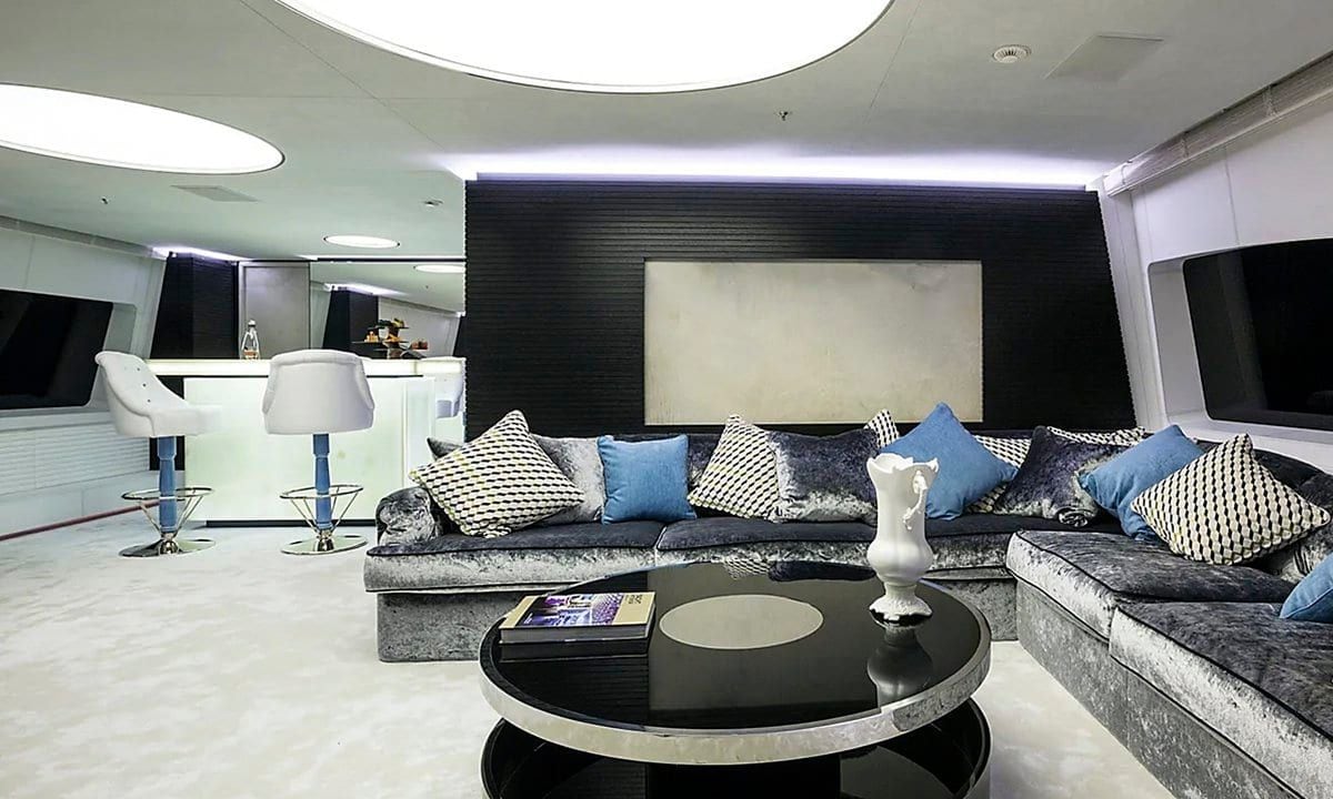 The indoor seating area on A.Rod's yacht
