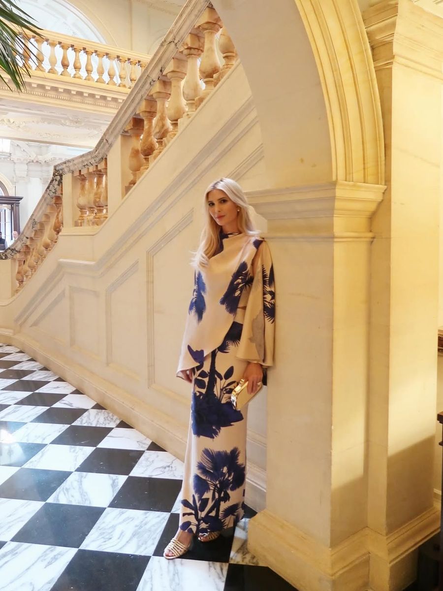 Ivanka Trump stuns in Johanna Ortiz, blending Colombian flair with elegance on a chic London night out.