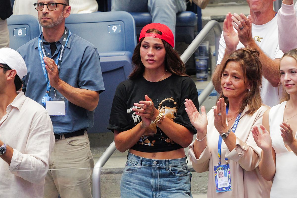 She looked emotional walking from the stands