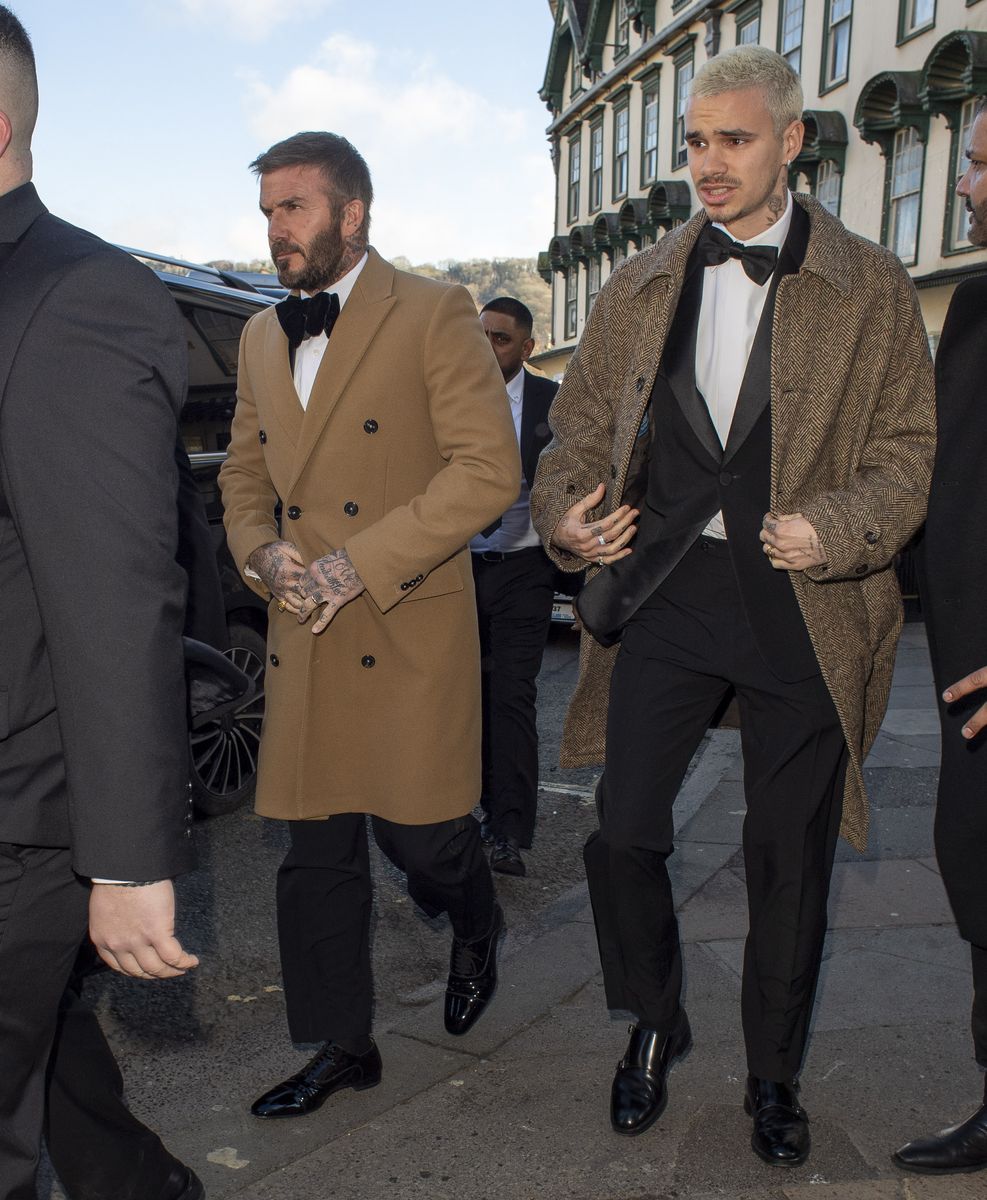 David Beckham and Victoria Beckham, along with their children Harper, Romeo, and Cruz, attended the wedding of Olympic swimmer Adam Peaty and Holly Ramsay at Bath Abbey in Bath. 