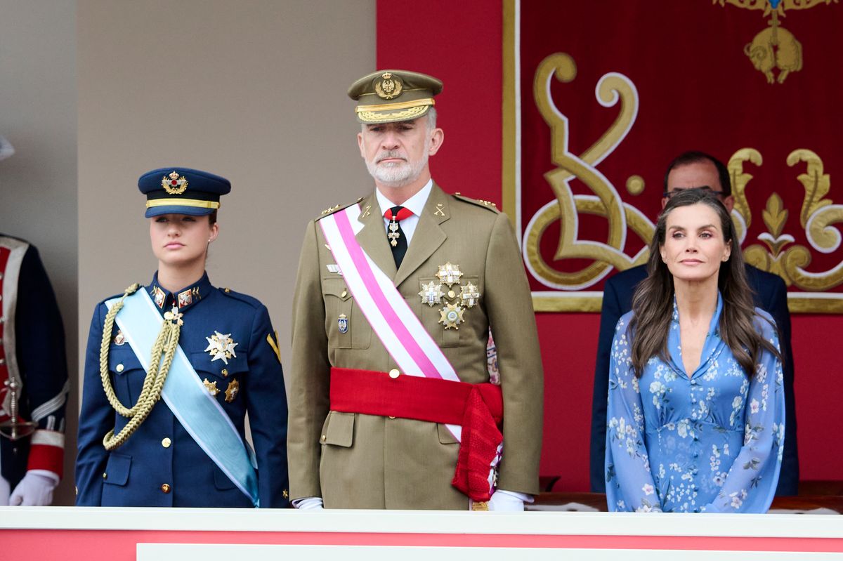 Princess Leonor watches the military parade in Vigo during a milestone moment in her military and institutional journey.
