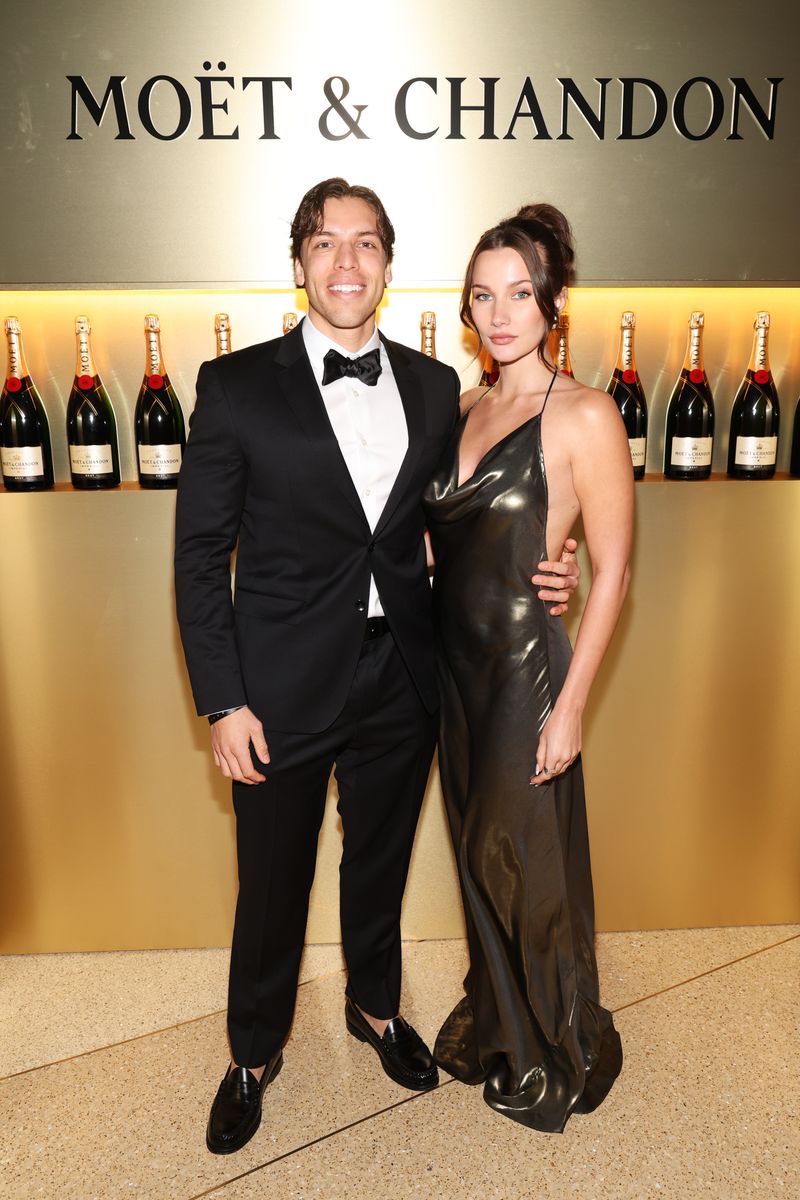 Joseph Baena and Mel Randal attend the Moet & Chandon celebration following the 81st Annual Golden Globe Awards