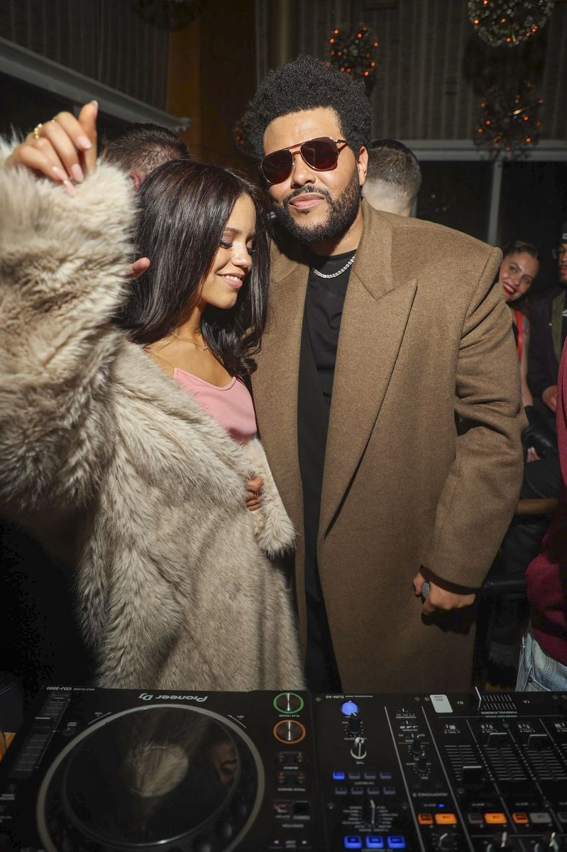 Jenna Ortega and The Weeknd pose together at The Boom Boom Room after the Hurry Up Tomorrow premiere. 
