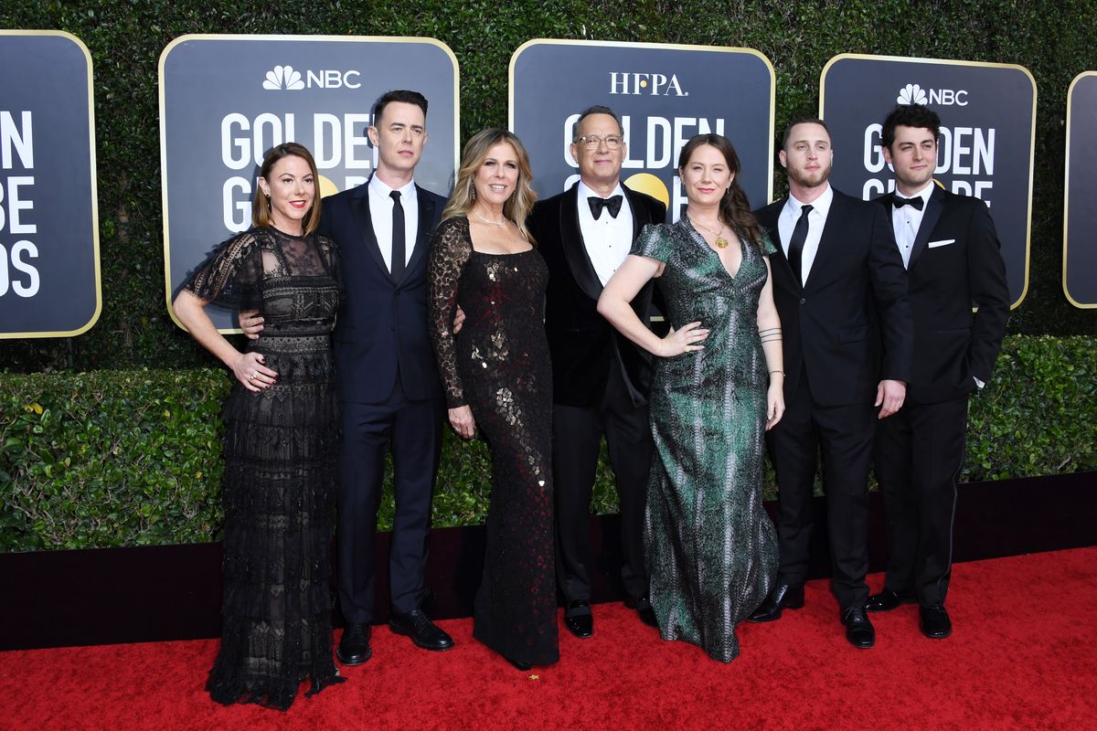 Samantha Bryant, Colin Hanks, Rita Wilson, Tom Hanks, Elizabeth Ann Hanks, Chet Hanks, and Truman Theodore Hanks