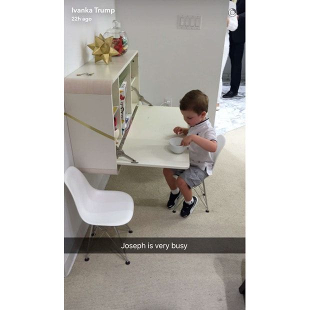 Joseph was "busy" snacking at the office.
<br>
Photo: Snapchat/Ivanka Trump