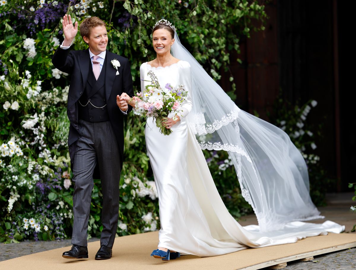 CHESTER, UNITED KINGDOM - JUNE 07: (EMBARGOED FOR PUBLICATION IN UK NEWSPAPERS UNTIL 24 HOURS AFTER CREATE DATE AND TIME) Hugh Grosvenor, Duke of Westminster and Olivia Grosvenor, Duchess of Westminster leave Chester Cathedral following their wedding ceremony on June 7, 2024 in Chester, England. Hugh Grosvenor, 7th Duke of Westminster (who inherited his Dukedom upon the death of his father Gerald Grosvenor, 6th Duke of Westminster in 2016), announced his engagement to Olivia Henson (who becomes the new Duchess of Westminster) in April 2023. (Photo by Max Mumby/Indigo/Getty Images)